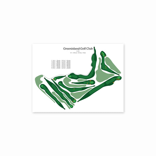 Greenisland Golf Club map, white background, unframed print